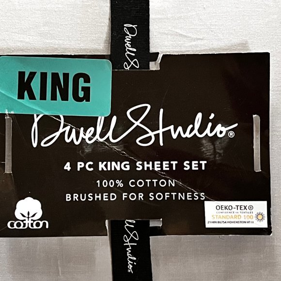 Dwell Studio KING Size GREY Sheet Set - 100% Cotton Percale - Solid Light Gray - Picture 4 of 5